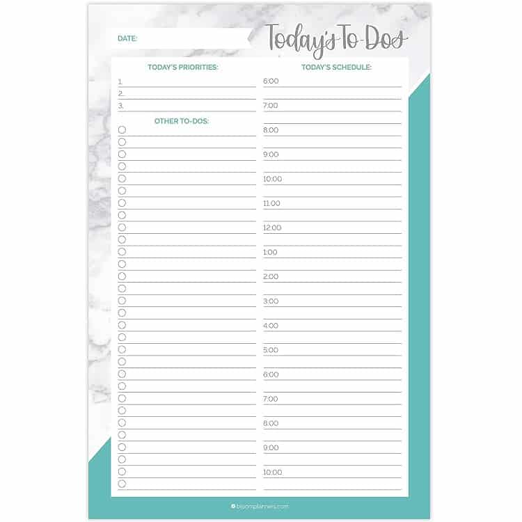 bloom daily planners Undated Daily Timed to-Do List Pad