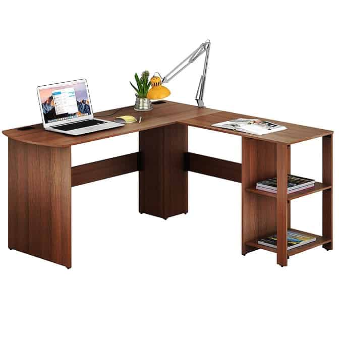 SHW L-Shaped Home Office Wood Corner Desk