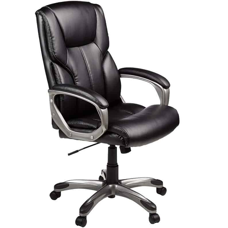 AmazonBasics High-Back, Leather Executive, Swivel, Adjustable Office Chair