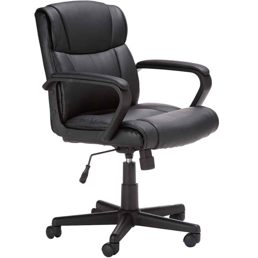 AmazonBasics Leather-Padded, Adjustable, Swivel Office Chair