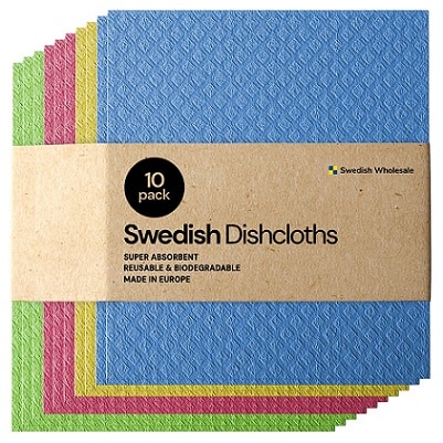 Swedish Dishcloth Cellulose Sponge Cloths - Bulk 10 Pack