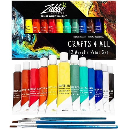 Crafts 4 ALL Acrylic Paint Set 12 Colors Perfect for Canvas