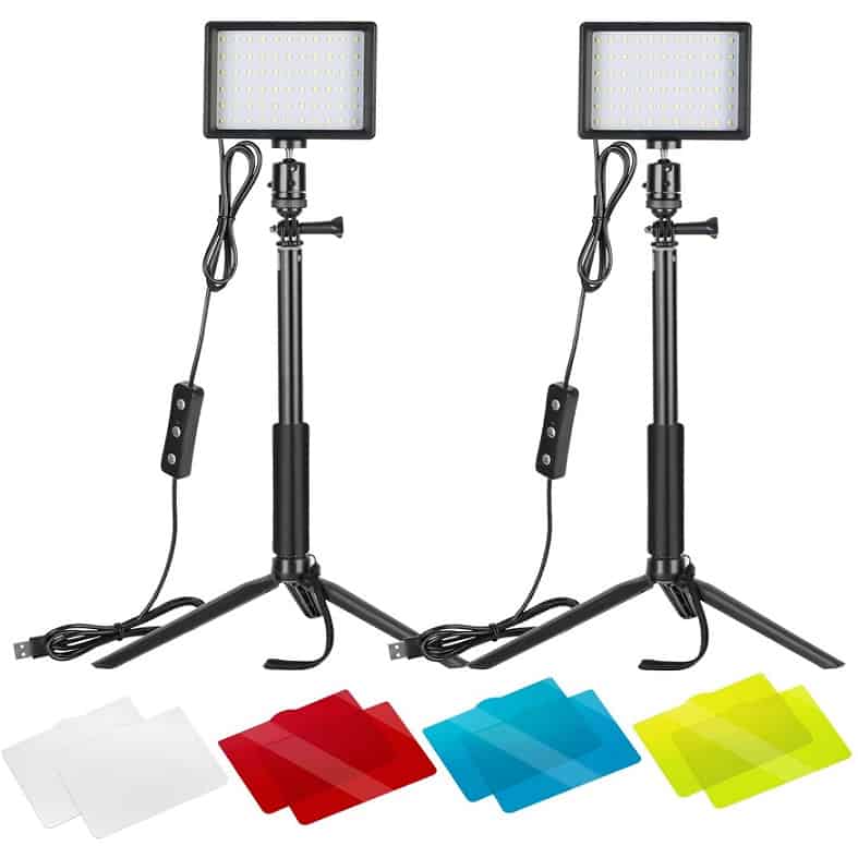 Neewer 2 Packs Dimmable 5600K USB LED Video Light with Adjustable Tripod Stand